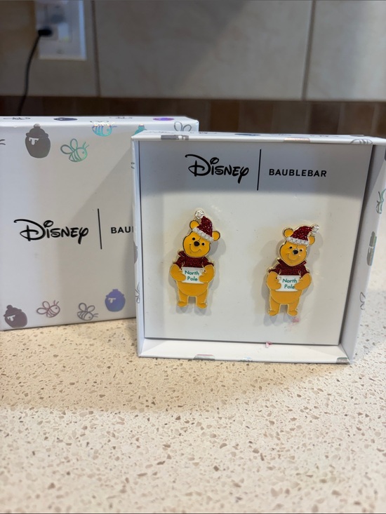 Disney Jewelry - Disney Baublebar NIB Winnie the Pooh North Pole Stud Earrings - Yellow & Red
